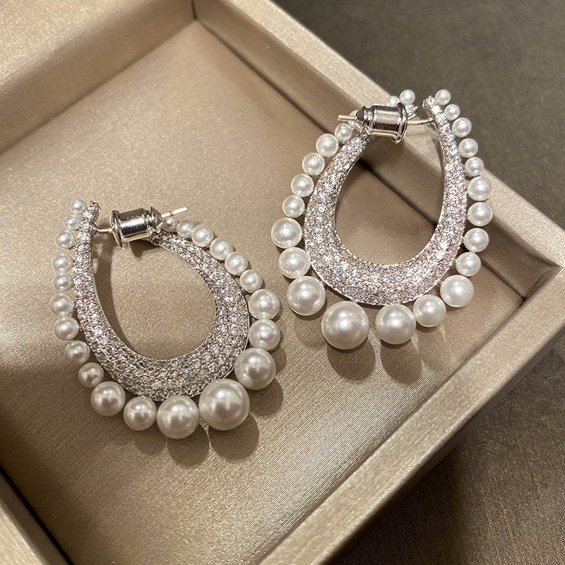 Pearl Row Drop Earrings