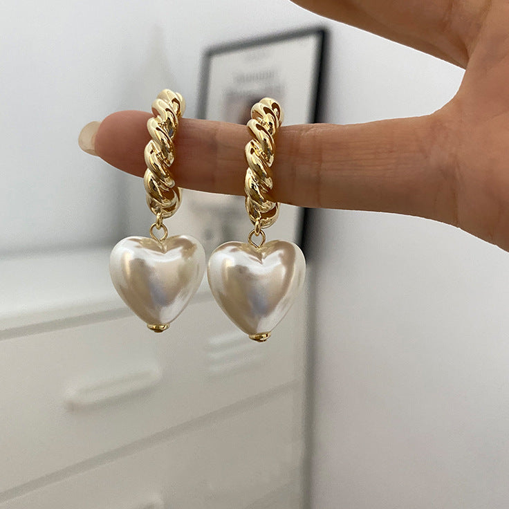 Twisted Heart Pearl Earrings