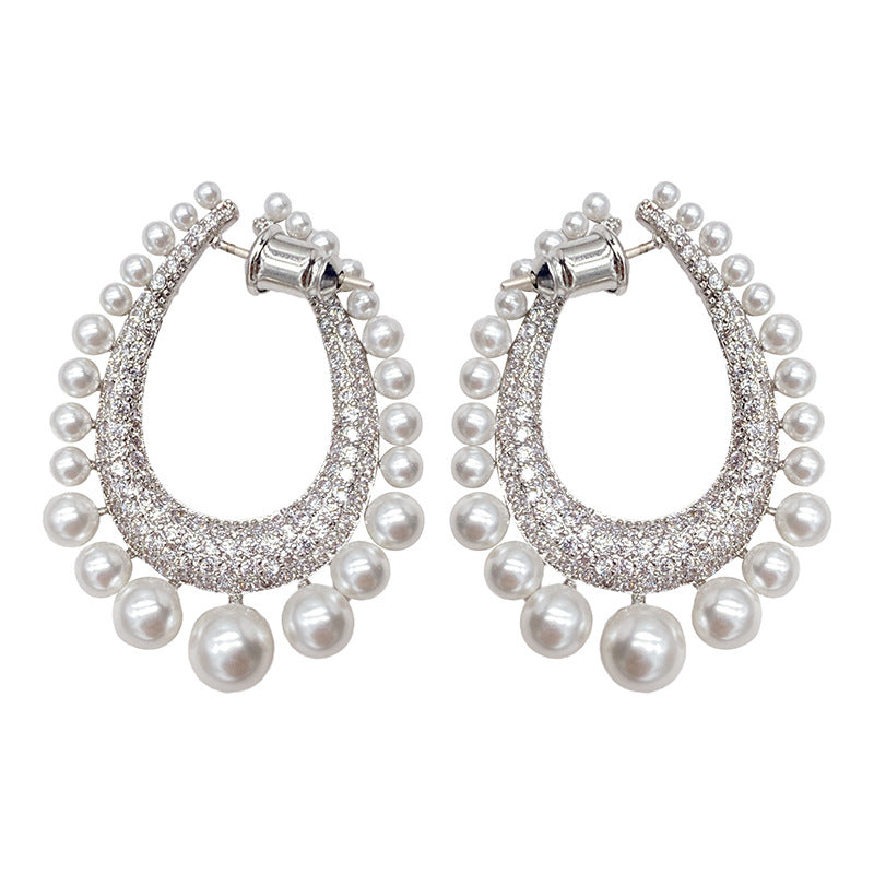 Pearl Row Drop Earrings