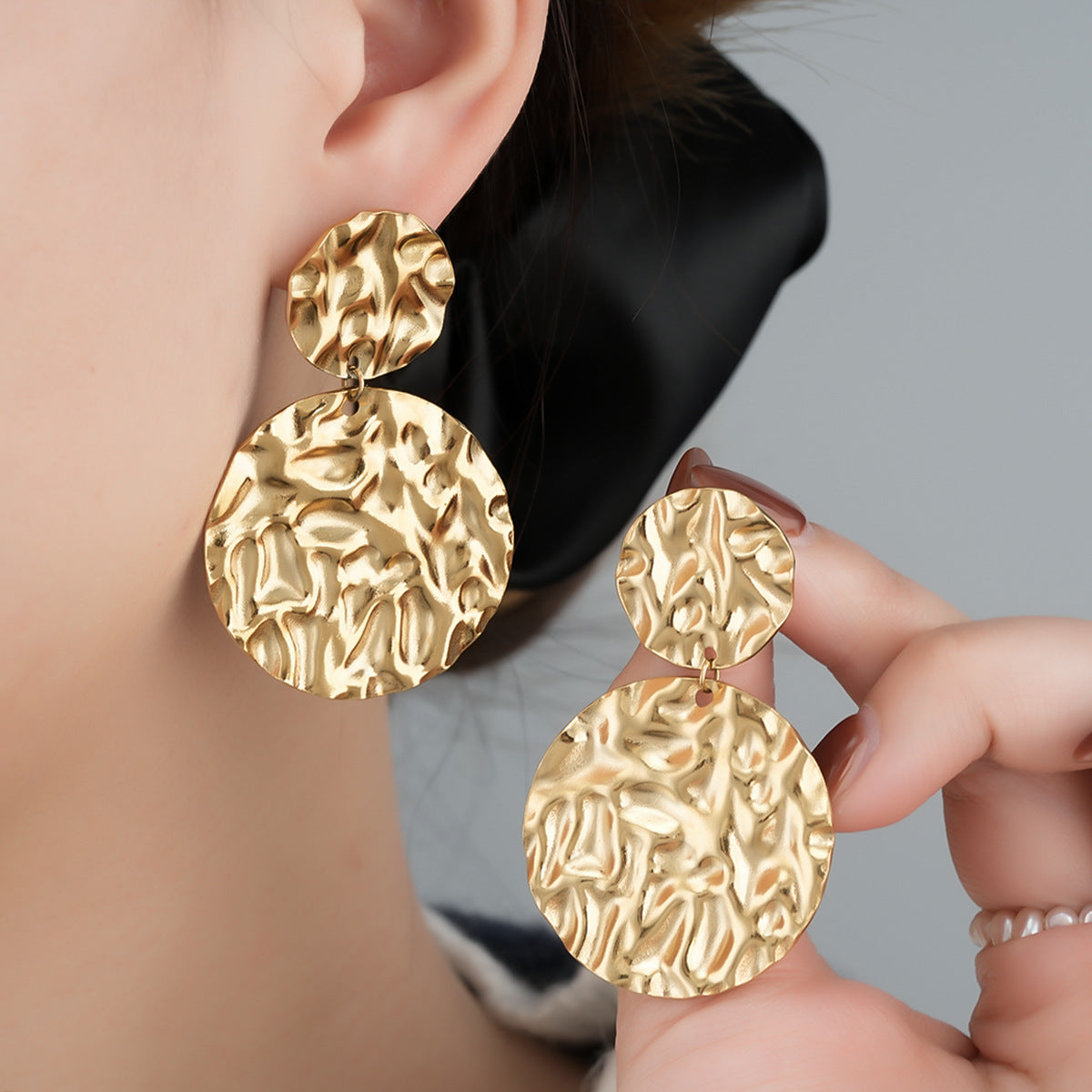 Liora Textured Disc Earrings