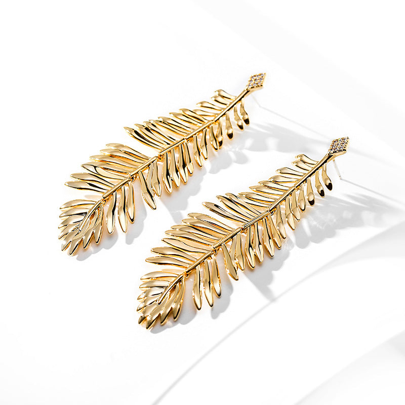 Palm Leaf Statement Earrings