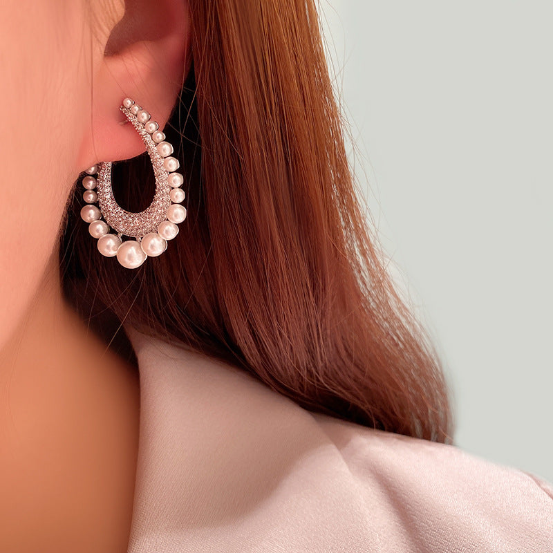 Pearl Row Drop Earrings