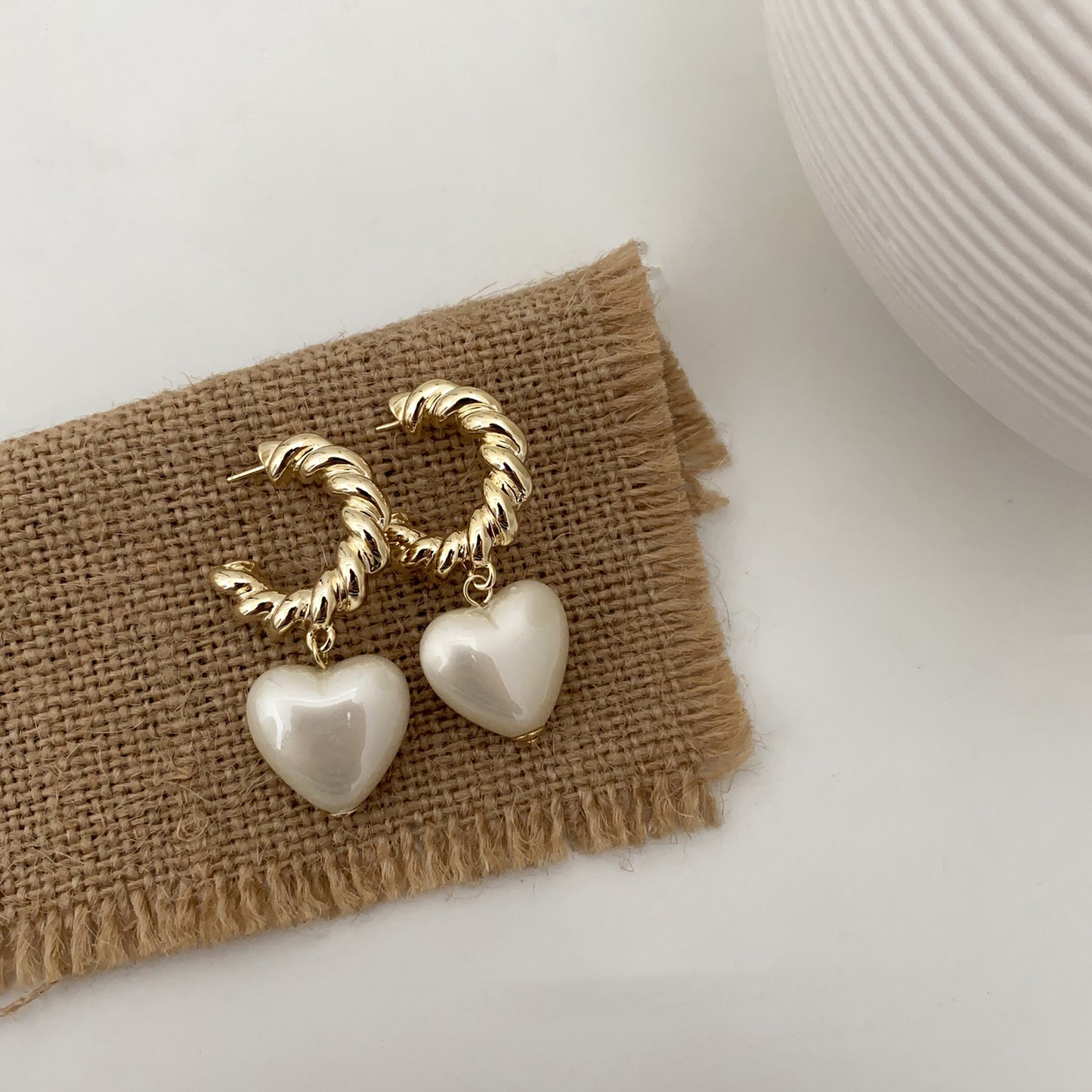 Twisted Heart Pearl Earrings
